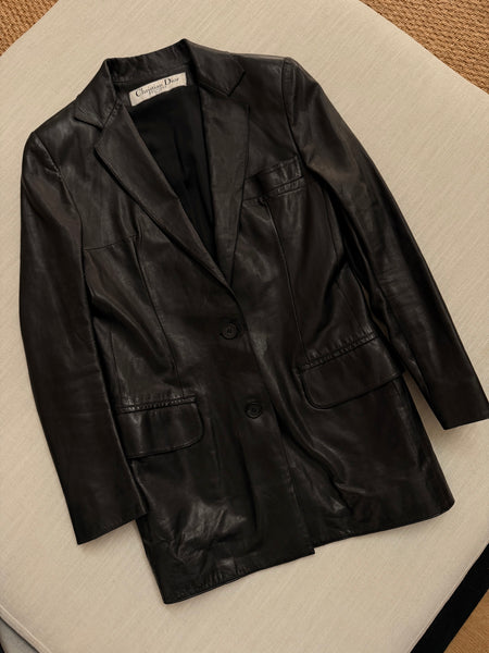 Vintage Christian Dior Black Leather Blazer