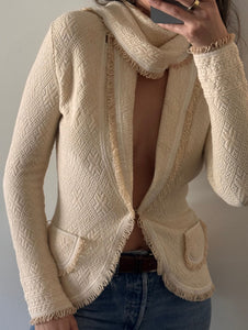 Vintage Christian Dior Ivory Knit Scarf Jacket