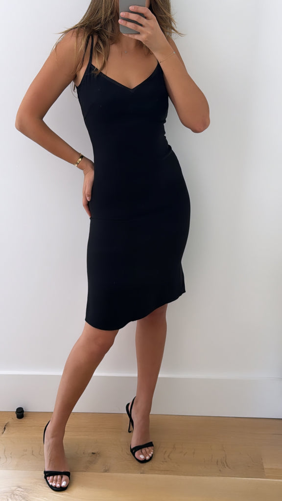 Vintage Valentino AW 2004 Embellished Back Black Midi Dress NN VINTAGE Vintage Valentino AW 2004 Embellished Back Black Midi Dress NN VINTAGE