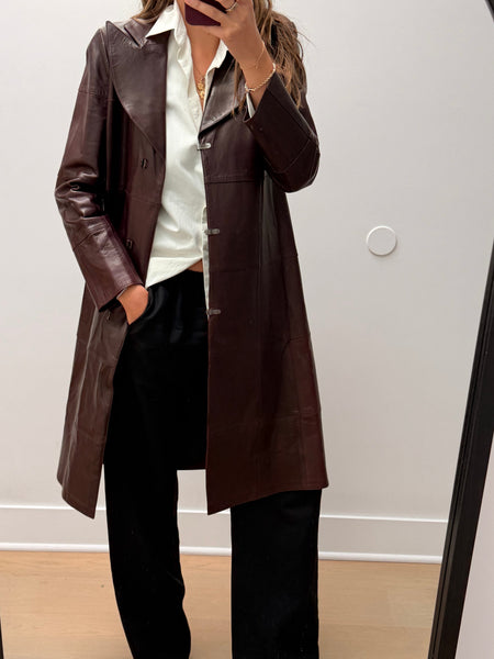Chanel Fall 2000 Burgundy Leather Coat