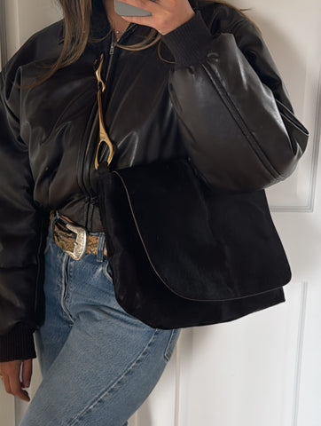 Vintage Gucci Tom Ford Era FW 1996 Runway Horsebit Pony Hair Bag