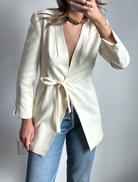 Vintage Christian Dior Ivory Wrap Blazer