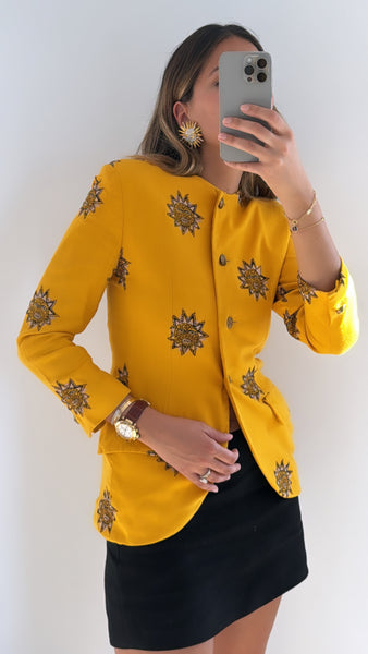 Vintage 1970s Christian Dior Sunburst Yellow Jacket