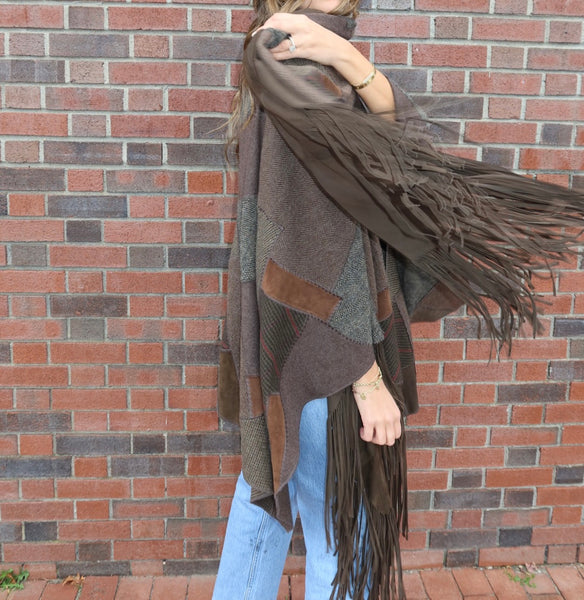 Ralph Lauren Runway 2016 Patchwork Fringe Poncho