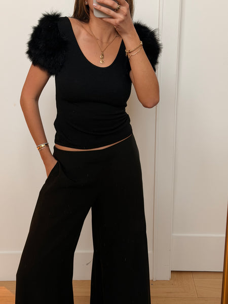 Vintage Yves Saint Laurent Feather Sleeve Knit Top