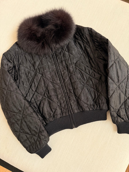 Vintage Christian Dior by Galliano Monogram Fox Fur Puffer Jacket