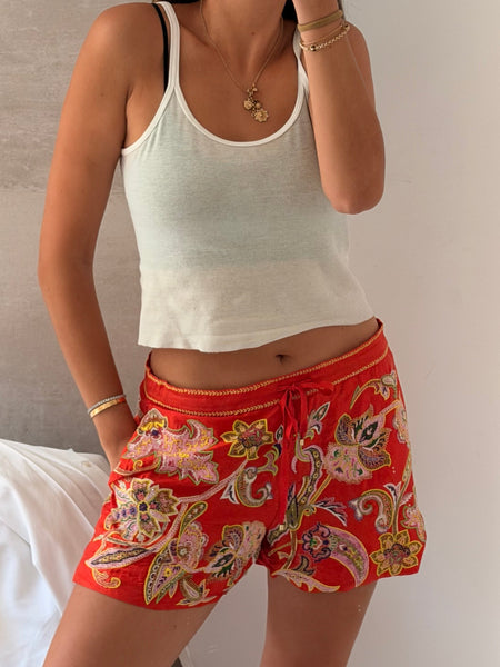 Vintage Ralph Lauren Purple Label Embellished Silk Shorts