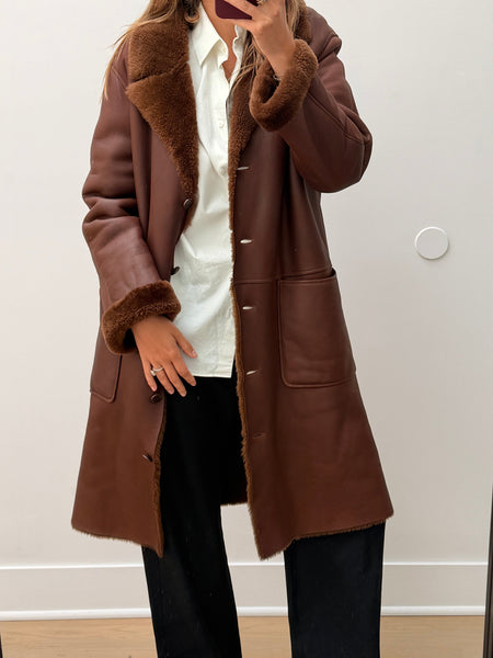 Vintage 1998 Chanel Brown Shearling Coat
