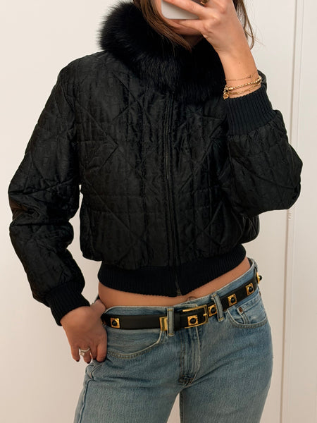 Vintage Christian Dior by Galliano Monogram Fox Fur Puffer Jacket