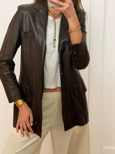 Vintage Christian Dior Brown Leather Jacket