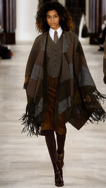 Ralph Lauren Runway 2016 Patchwork Fringe Poncho