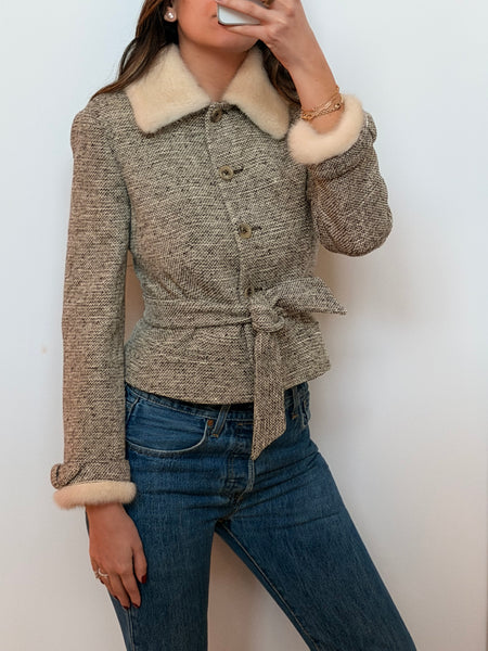Vintage Valentino Tweed Jacket with Mink Trim