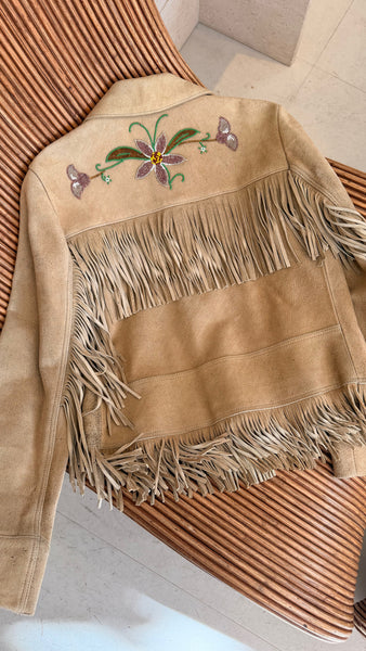 Vintage Ralph Lauren Beaded Fringe Suede Jacket