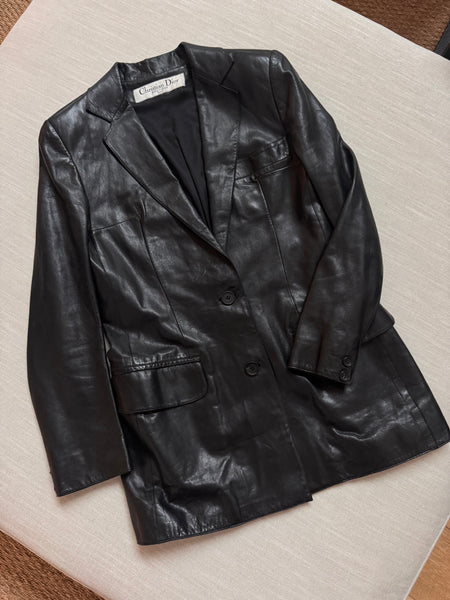 Vintage Christian Dior Black Leather Blazer