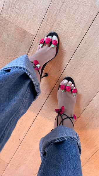 Vintage Manolo Blahnik Rose Petal Sandals