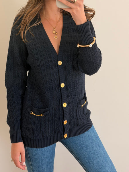 Vintage Céline Cableknit Horsebit Cardigan