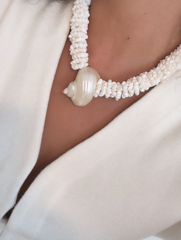 Vintage Seashell Beaded Necklace