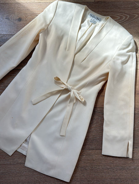 Vintage Christian Dior Ivory Wrap Blazer