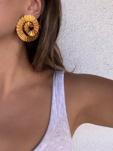Vintage 80s Gold Plated Fan Earrings