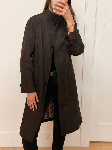 Vintage Leopard Print Reversible Real Fur Coat