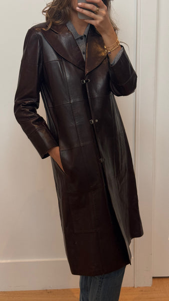 Chanel Fall 2000 Burgundy Leather Coat