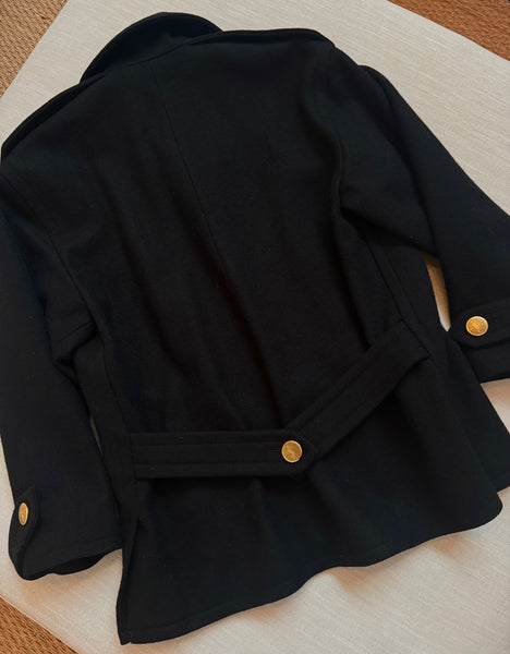 1980s Yves Saint Laurent Wool Coat with YSL Buttons