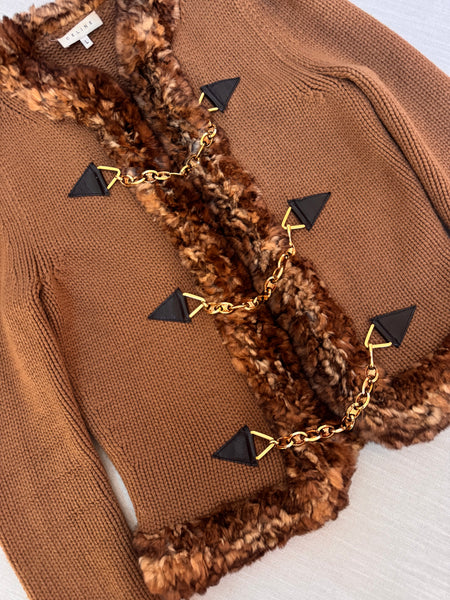 Vintage Céline A/W 2000 Brown Cashmere Orylag Trim Triomphe Chain Jacket