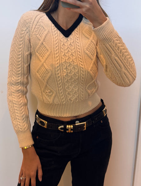 Vintage Chanel 1996 Cable-Knit Wool Sweater