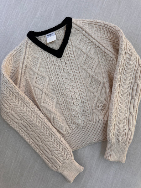 Vintage Chanel 1996 Cable-Knit Wool Sweater