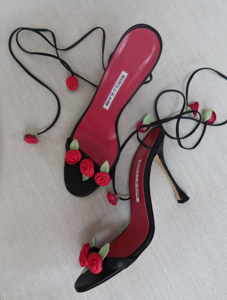 Vintage Manolo Blahnik Rose Petal Sandals