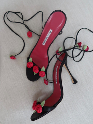 Vintage Manolo Blahnik Rose Petal Sandals