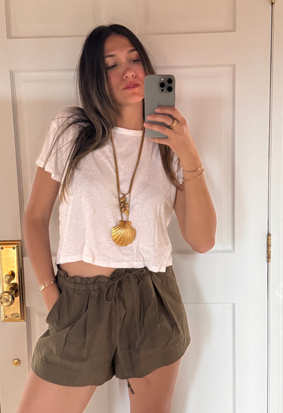 Vintage 1980s Gold Long Seashell Necklace