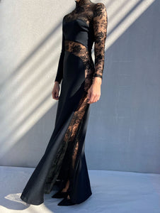 Vintage 1980s Loris Azzaro Black Lace Gown