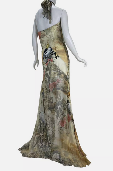 Vintage Roberto Cavalli Class Jungle Print Silk Gown