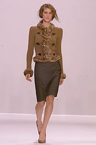 Vintage Céline A/W 2000 Brown Cashmere Orylag Trim Triomphe Chain Cardigan