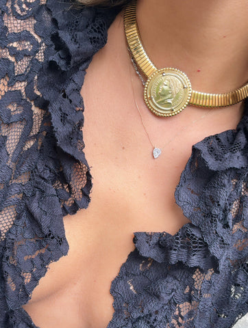 Vintage Gold Roman Coin Omega Necklace
