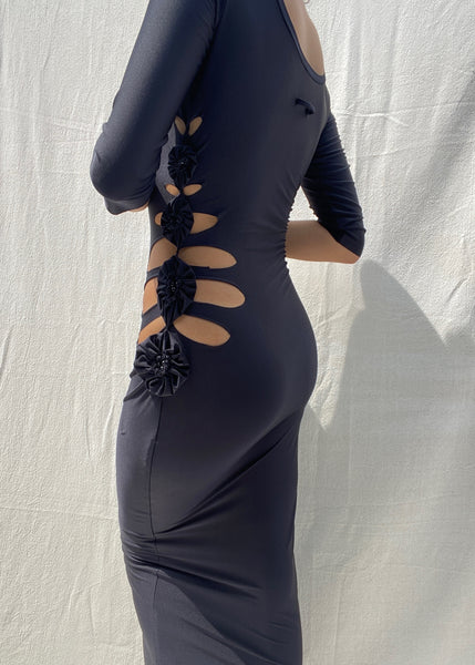 Vintage Jean Paul Gaultier Black Cut-Out Side Maxi Dress