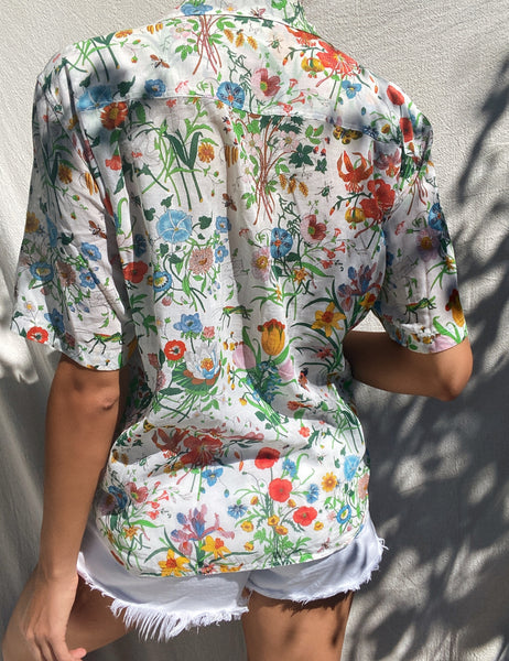 Vintage 1980s Gucci Floral Button Down Shirt