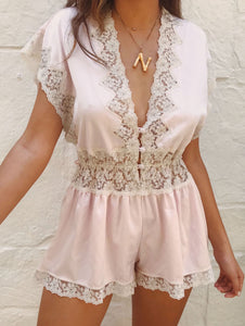 Vintage Baby Pink Lace Playsuit