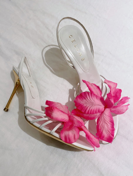 Vintage Céline Floral Slingback Sandals