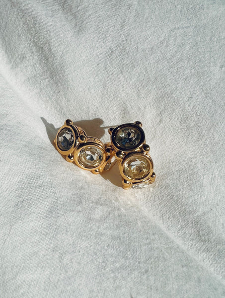 Vintage 1980s Givenchy Crystal & Gold Plated Earrings