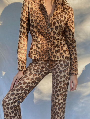 Vintage Moschino Heart Cheetah Print Set