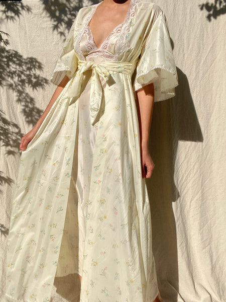 Vintage Christian Dior Floral Dress & Robe Set