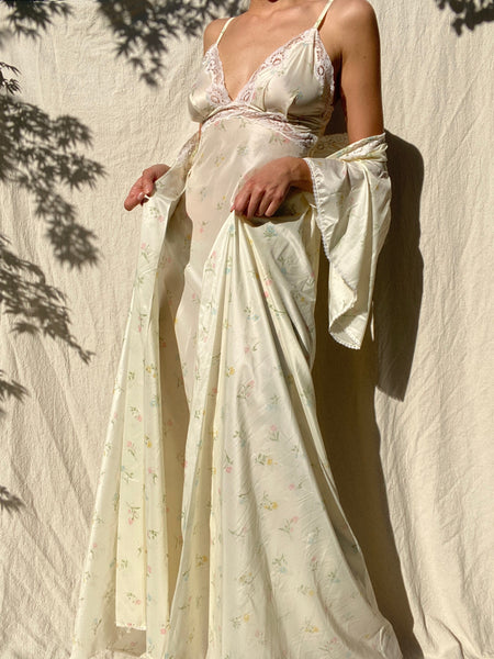 Vintage Christian Dior Floral Dress & Robe Set