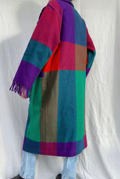 Vintage Fringe Wrap Blanket Coat