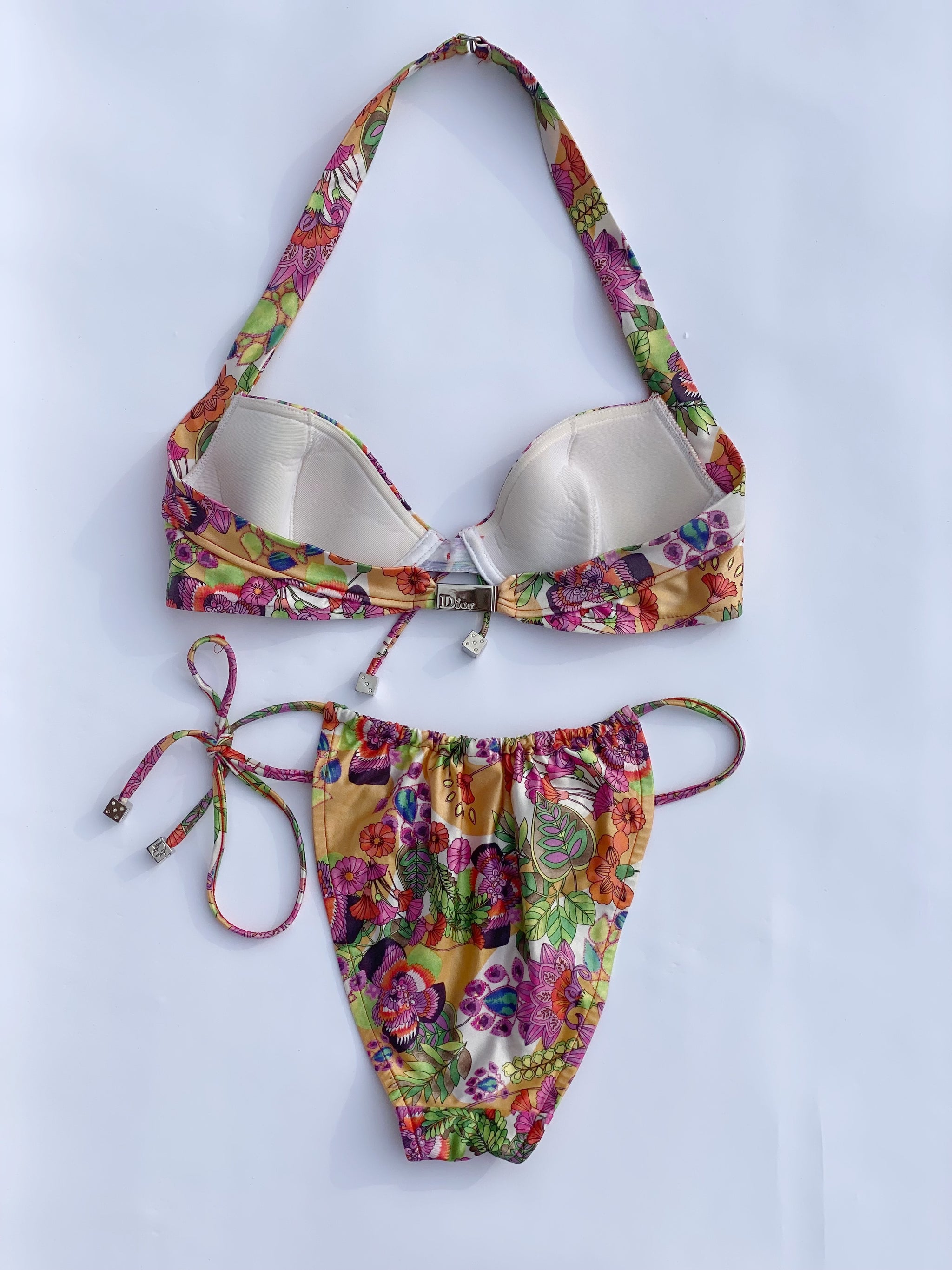 Vintage Christian Dior 3 Piece Floral Bikini Set NUNU VINTAGE