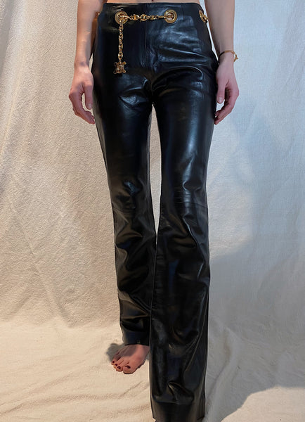 Vintage Céline Chain Belt Leather Pants