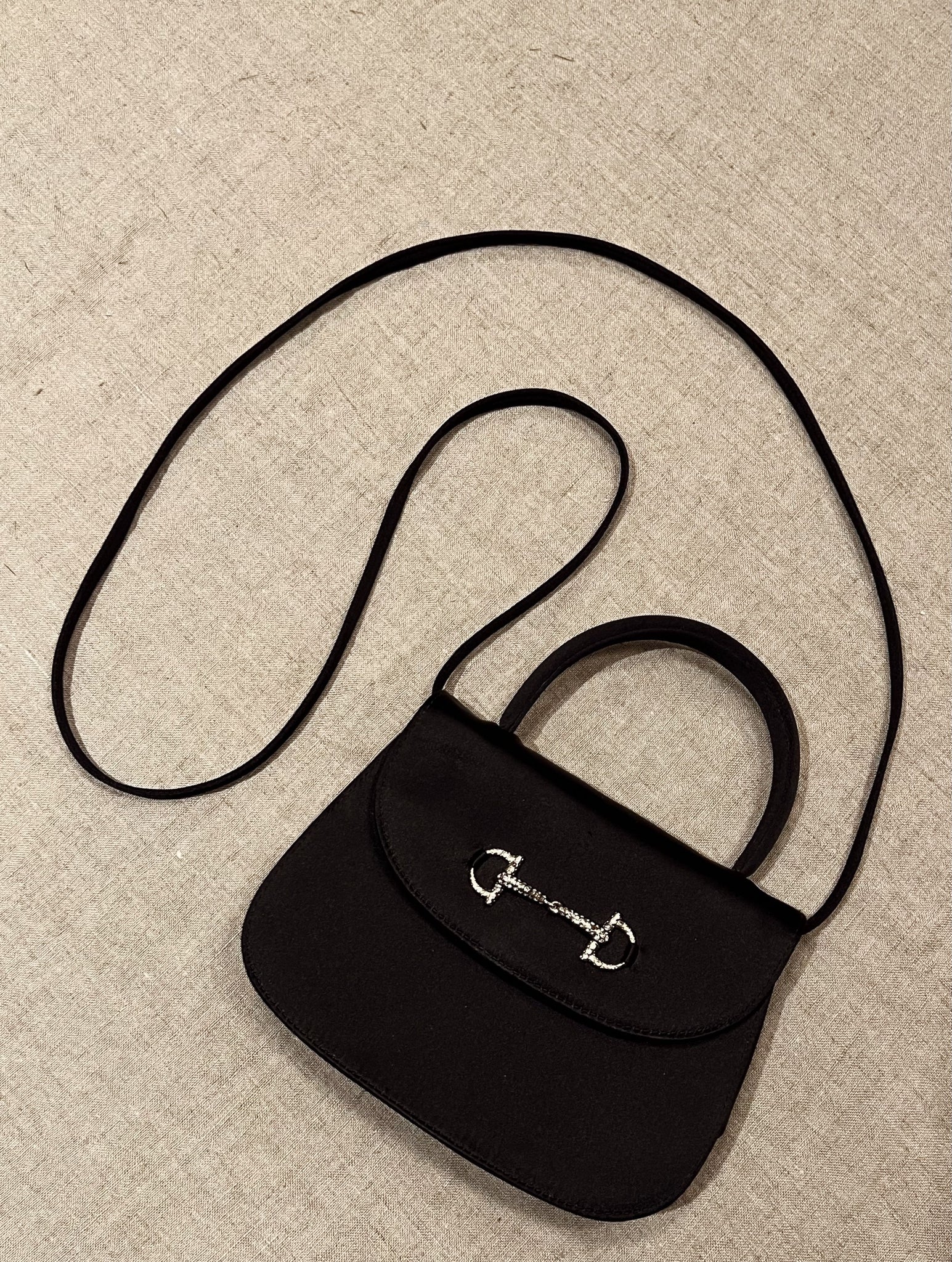 Vintage Gucci Horsebit Satin Bag with Rhinestones
