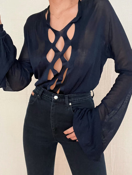 Vintage Yves Saint Laurent Rive Gauche Black Top