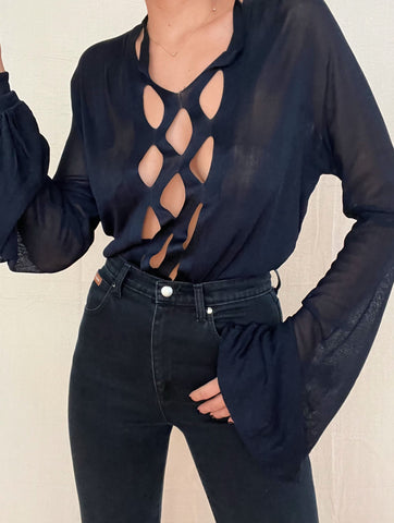 Vintage Yves Saint Laurent Rive Gauche Black Top